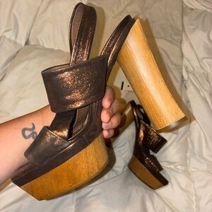 Marni Metallic Bronze Platform Heels